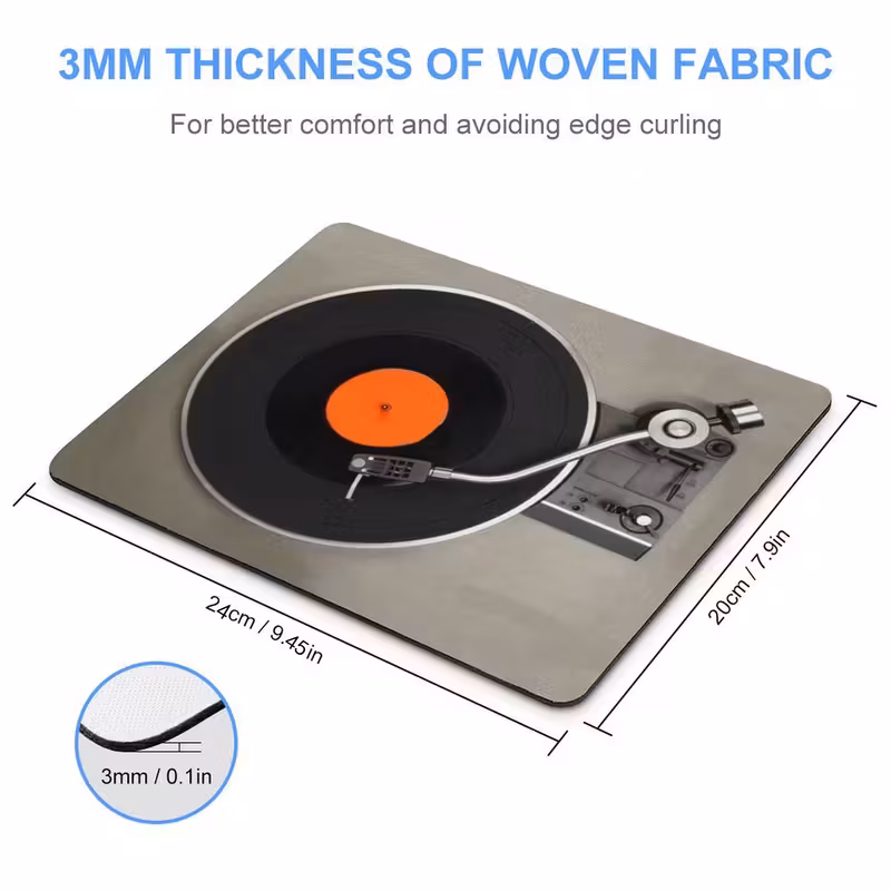 Tapis de souris vinyle rétro – Caoutchouc antidérapant – 24 × 20 cm - 4