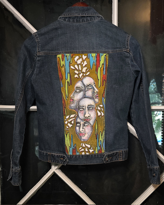 Veste de jeans patch peinte à la main