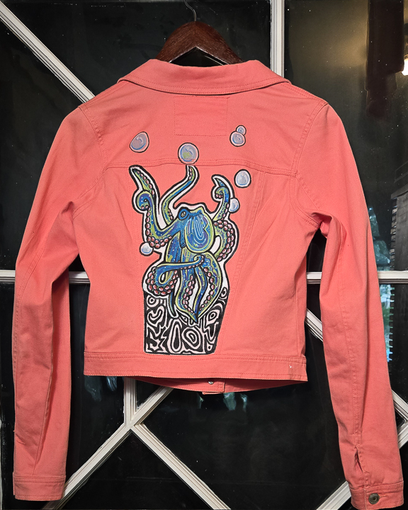 Veste de jeans squid peint à la main