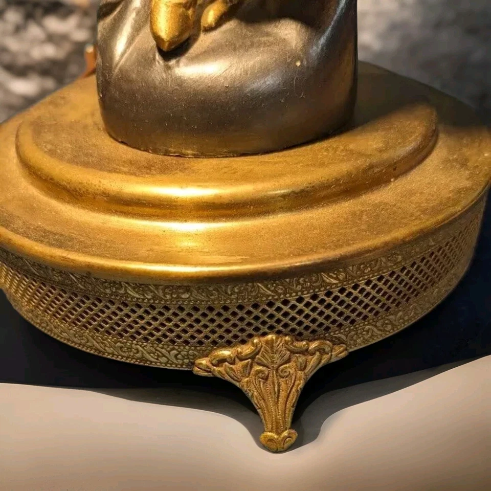 Lampe figurine ballerine vintage 1940-50 chalkware laiton 31cm - 3