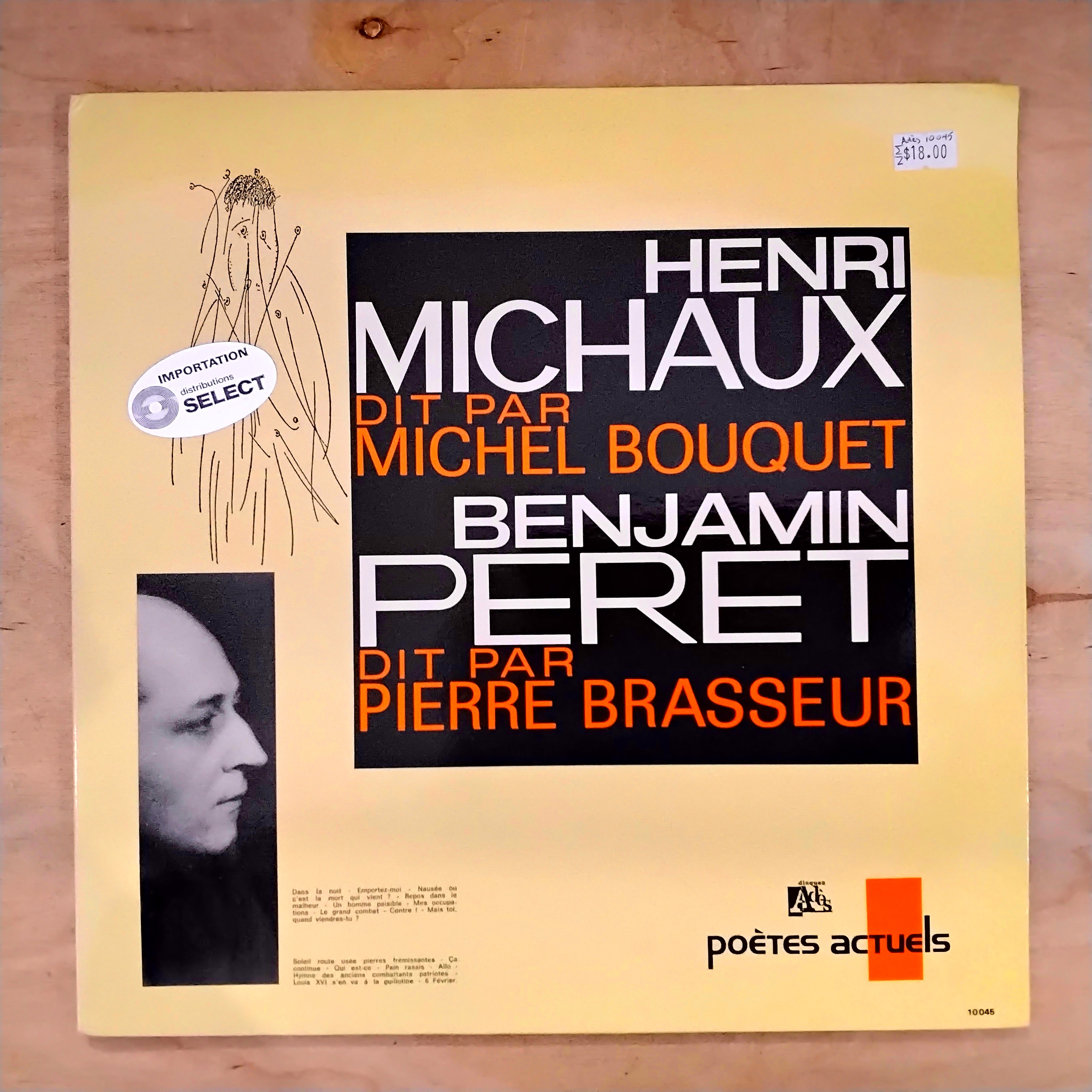 Henri Michaux Dit Par Michel Bouquet / Benjamin Péret Dit Par Pierre Brasseur