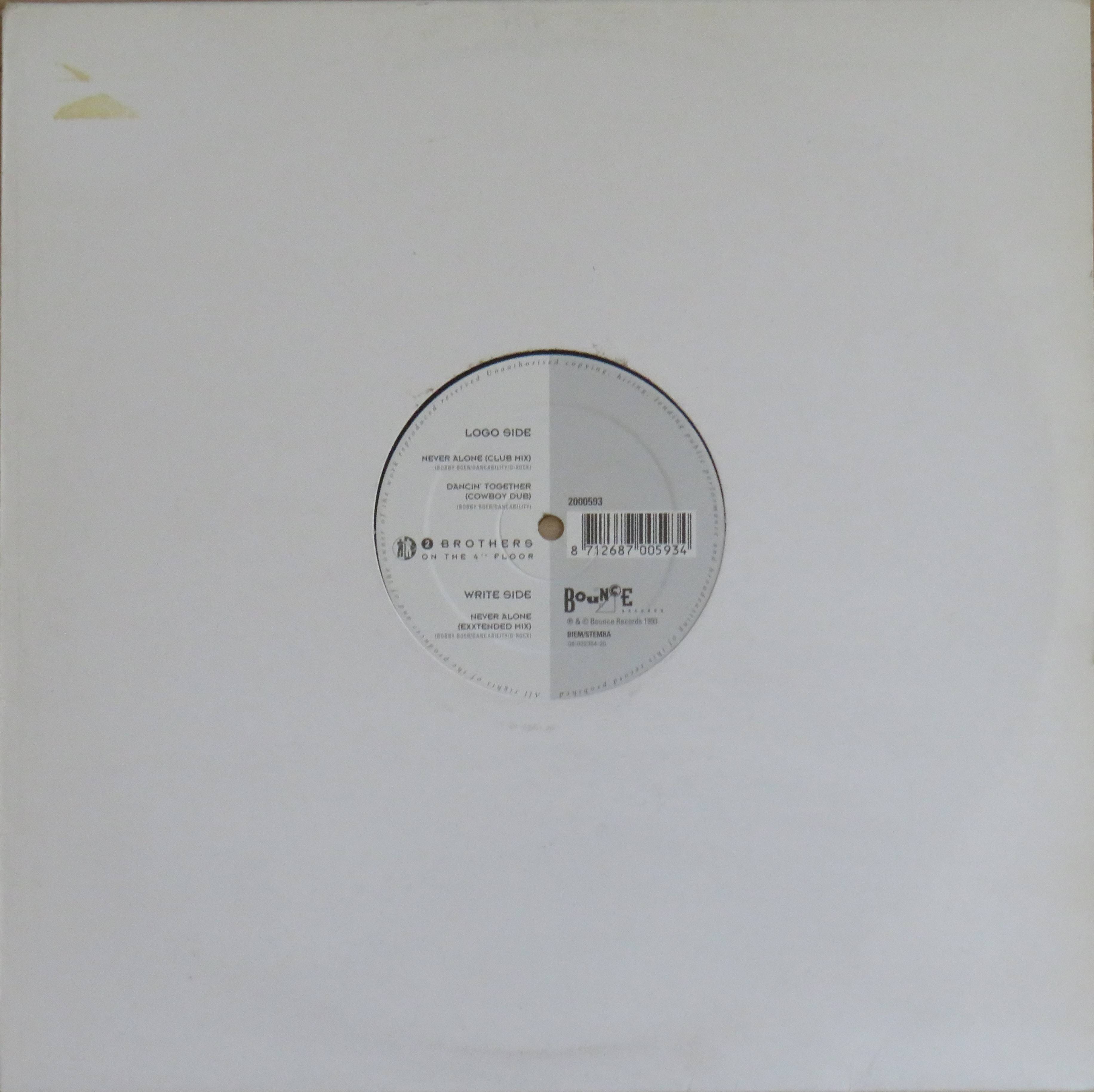 Pochette de l'album Never alone (12'') remix par 2 Brothers on the 4th floor (1993)